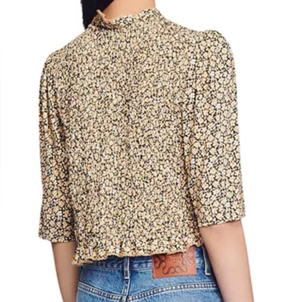 Sandro Gigi Floral Print Smocked Tee—BEAUTIFUL!! Like New Condition! Size 2 - Picture 2 of 9